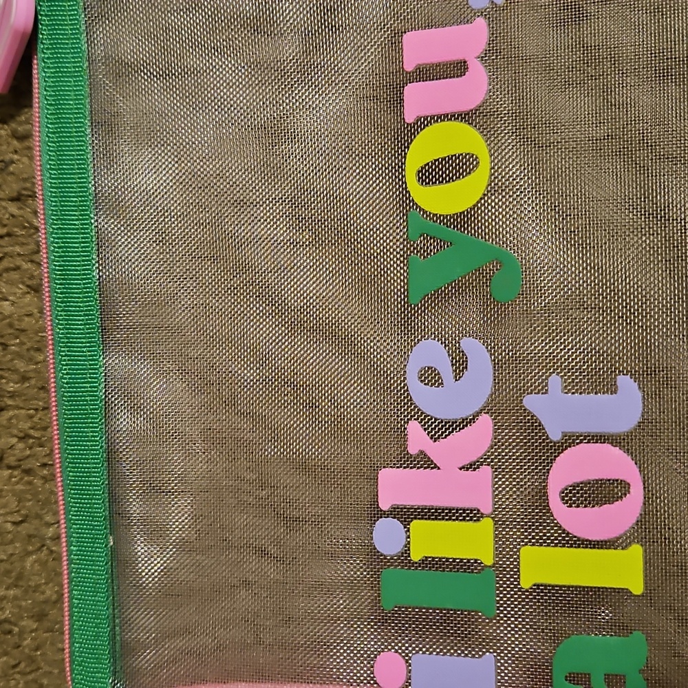 Colorful Mesh Pouch with Fun Text - Picture 2 of 2